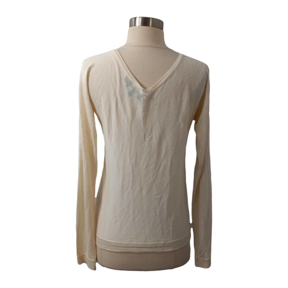 Emporio Armani White V-Neck Silk Blend Sweater Italian Size 40 US 4 - Picture 7 of 9